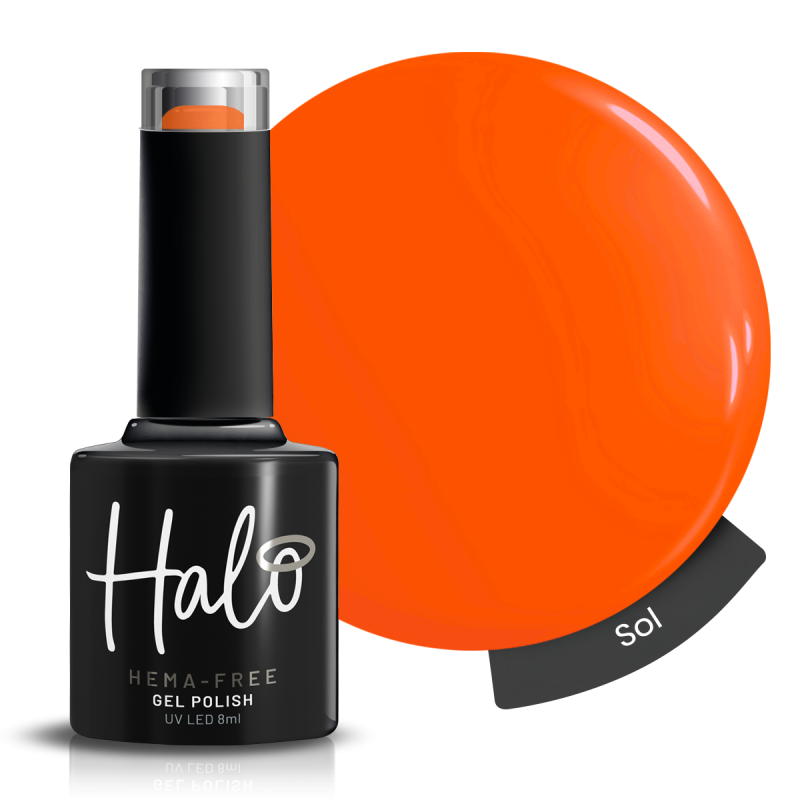 Vernis semi-permanent orange vif Sol Halo collection Summer Nights